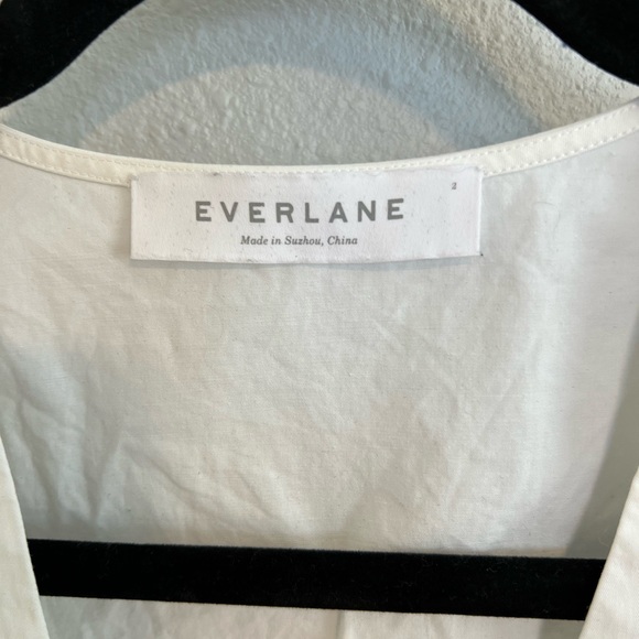 Everlane White Cotton Sleeveless V Neck Knee Length Dress Women's size 2 - Picture 3 of 4